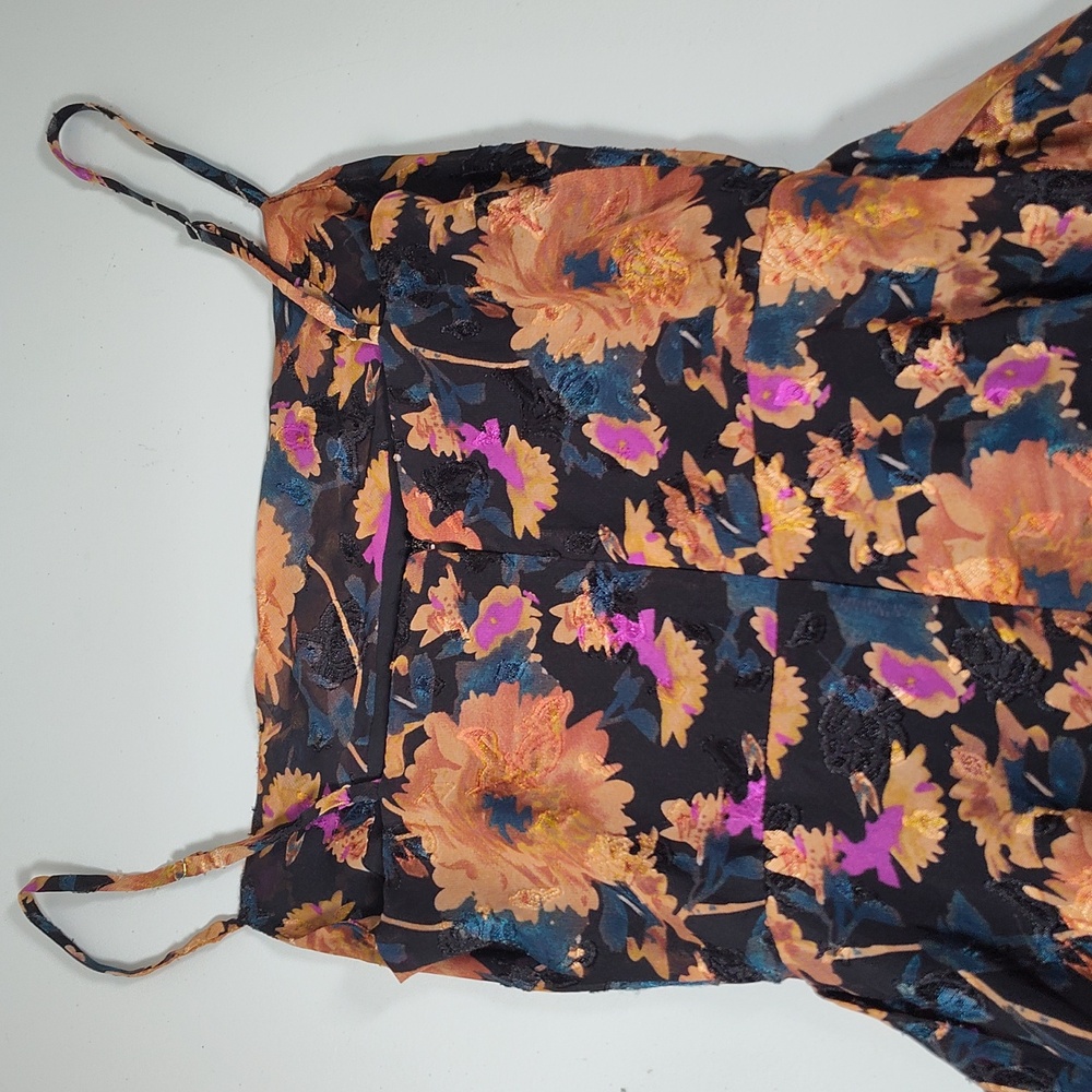 Lulus Dramatic Darling Black Floral Print Cowl Faux Wrap Maxi Dress XS - Picture 9 of 12